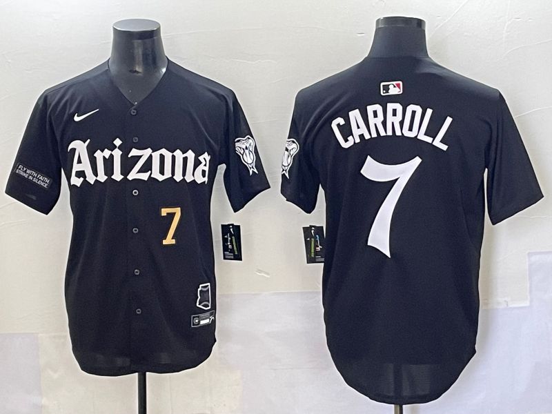 Men 2025 Arizona Diamondback #7 Carroll Black Five generations Joint Name Nike MLB Jersey style 11